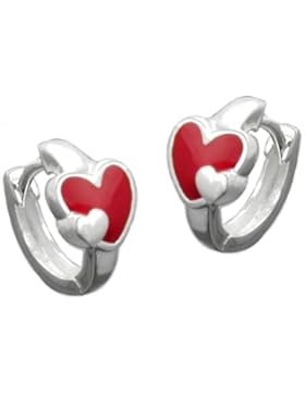 Ohrring mit Herz rot 925 Silber Schmuck für Mädchen