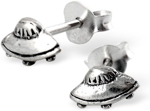 Ufo Earrings in 925 Stamped Sterling Silver, Lovely Gift Box and Pouch Included