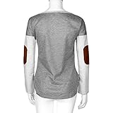 Amlaiworld Damen Langarm Reh gedruckt lässige Bluse Shirt (S, Grey) -