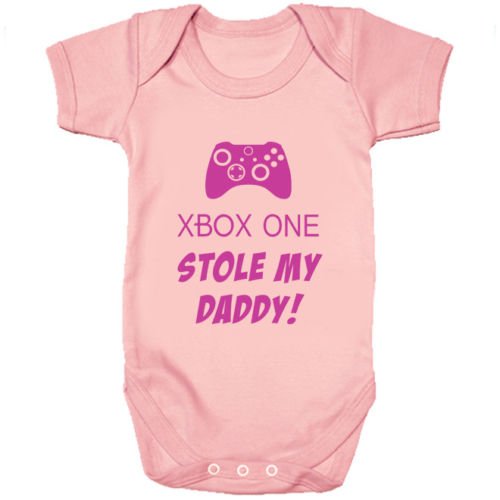 Xbox One Stole My Daddy Baby Vest. (3-6 months, Pink Vest - Fuchsia Vinyl)