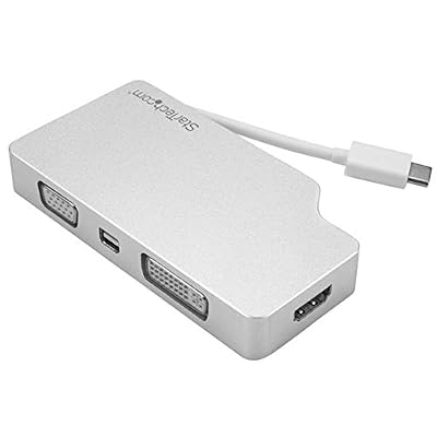 StarTech.com Adaptateur multiport USB C 4 en 1 - Aluminium - USB-C vers VGA, DVI, HDMI ou Mini DP - Compatible Thunderbolt 3 - 4K