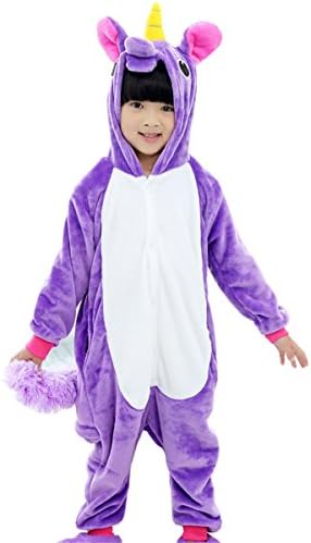 Triseaman Kids Sleepsuit Unicorn Pajamas Halloween Cosplay Costume Onesie 10 colors available Purple Pegasus XL