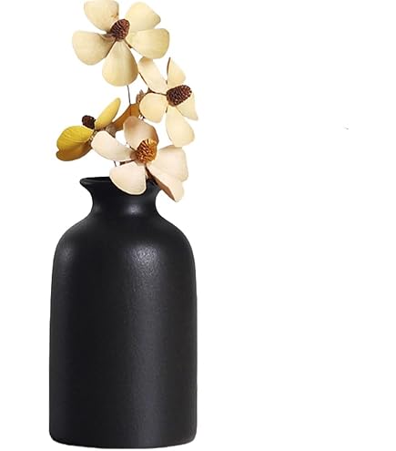 Navaris Abstracte decoratieve vaas - Keramische vaas als decoratie of voor bloemen - 20 cm hoog - In zwart