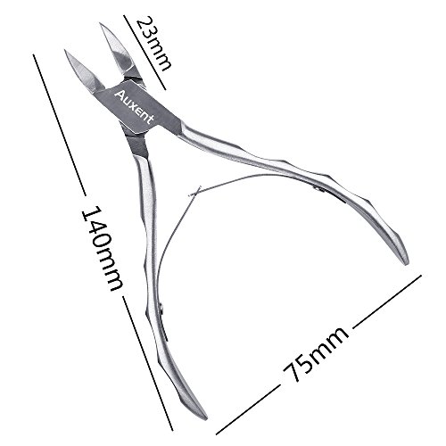 Auxent Nagelzange Kopfschneider Nagelschere aus Edelstahl mit Scharfem und Glattem Schnitt für Dicke und Tiefe Eingewachsene Fußnägel und Fingernägel, Rostfrei, Silber - 2