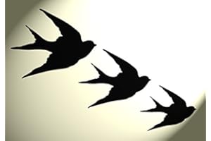 SOLITARYDESIGN Shabby Chic Stencil 3X swallows Rustic Mylar Vintage style A4 297x210mm wall art