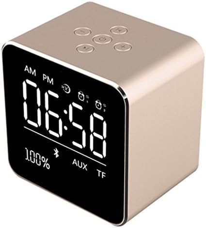 New Wireless Metallic Bluetooth Mini Speakers, Small, Portable Outdoor & Indoor Speakers - 2 Group Alarm Clocks LCD Screen - 8h Playback Time - Fully Compatible with Mainstream Devices(gold)