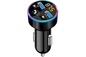 4T4+ Bluetooth Car Charger Adapter, Bluetooth FM Transmitter Aux Car Wireless Radio Adapter, Hand-Free Calling, Music Player, for iPhone 16 15 14 12 11 Pro Max, Samsung S24 S22 S21 S20 FE Ultra S23