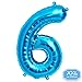 Produktbild Folienballon Zahl in Blau - XXL 40"/100cm Riesenzahl 100cm Ballon - Folienballons für Luft oder Helium als Geburtstag, Hochzeit , Jubiläum oder Abschluss Geschenk, Party Dekoration (Blau [ 6 ])