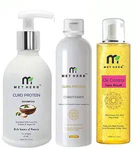 METHERB Curd Shampoo-300ml & Curd protein conditioner -200ml & oil control Face wash -100ml (combo pack)