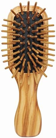 Lilywoods Mini Travel Size Wooden Hairbrush - with Rubber Cushion and Olive Wood Pins - Rectangular by Lilywoods