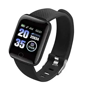 Hexes ID116 Plus Bluetooth Fitness Smart Watch for Men Women and Kids Activity Tracker (Black)