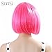 Neitsi 100% Kanekalon Fiber 14"(35cm) 160g/pc Women's Girl's Cosplay Short Synthetic BOB Hair Wigs Full Hair Extensions Wigs (Dark pink#)