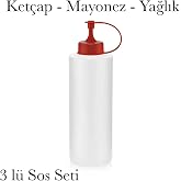 3 Adet Sos Şişesi Ket&ccedil;ap Mayonez ve Yağlık Seti Bpa İ&ccedil;ermez 600 ml
