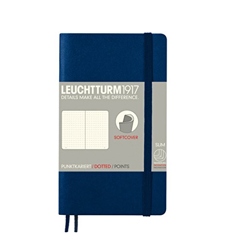 LEUCHTTURM1917 349304 Libreta de notas Pocket (A6) tapas blandas, 123 páginas numeradas, puntos, azul marino