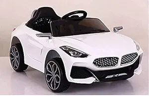 SHAKYA WORLD 12V Battery Operated Z4 Ride on Battery Car for 1 to 4 Years Kids/Children/Toddlers/Boys/Girls with Remote Control , Swing Option, Lights and Music System- White