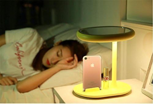 DREAM LAMP Christmas Princess 50 LED Lighted Vanity Makeup Mirror Table Lamp Portable Touch Screen Phone Frame Cordless Adjustable Brightness USB Port Desk Night Light(yellow,pink) , yellow
