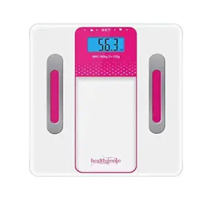 Healthgenie Digital Body Composition Monitor Weighing Scale, Strong Glass Build Weight Machine to Monitor BMI, Segmental Body Fat & Skeletal Muscle With 1 Year Warranty (Pink)
