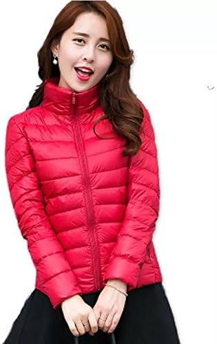 GK-Large size down jacket autumn and winter clothing thin women stand collar?red?S