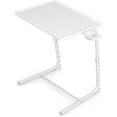 T-LOVENDO.ES Small Portable Folding Side Table with Adjustable Height Dining Room Ideal Computer Desk Sofa Bed or Kitchen wit