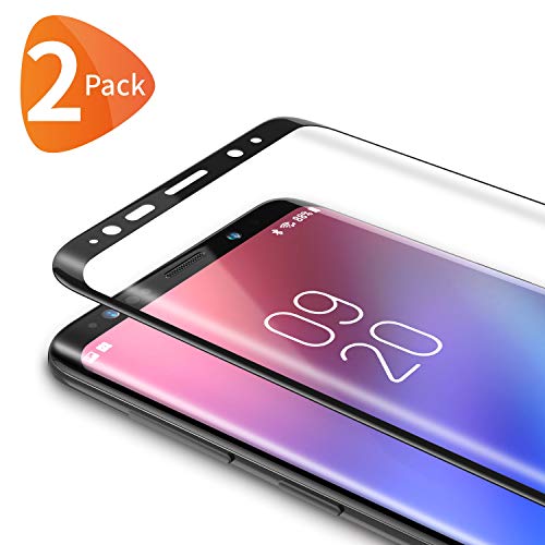 Bewahly Panzerglas Schutzfolie für Samsung Galaxy S9 [2 Stück], 9H Härte Panzerglasfolie Ultra Dünn HD Displayschutzfolie Curved Full Cover Folie für Samsung Galaxy S9 - Schwarz