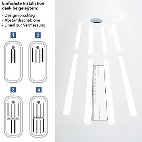 LUXARA Anti-Rutsch-Streifen für Dusche und Badewanne | Selbstklebend, rutschfest und fast unsichtbar | Hygienische Alternative zur Antirutschmatte | 8 Streifen à 38 cm mit Positionier-Schablone - 8