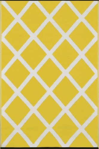 Grün Deko-wendbar-leicht Kunststoff Teppich Diamant Mimosa Gelb creme – 4 x 6 ft (120 x 180 cm), Mimosa Gelb/Creme