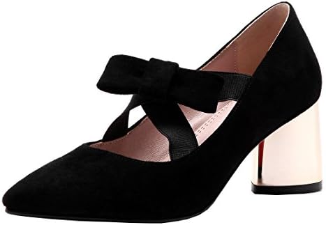 Atyche Women's Mid Block Heel Mary Janes Court Shoes With Bowtie Ankle Strap Elegant Pointed Toe Pumps