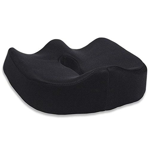 Lumbalschmerzen Relief Kissen - Kingwo Auto-Kissen Stuhlkissen Ischias Kissen Prostata Kissen Hemorrhoid Kissen Rückenschmerzen Kissen Steißbein Kissen - Steißbein 17,7 Kissen "* 15" * 5.1 "Für Bürostuhl, Auto, LKW, Flugzeug, Rollstühle etc. - Bietet Relief für Schmerzen im unteren Rücken, Steißbein, Steißbein, Ischias, Becken- Schmerz usw. (black)