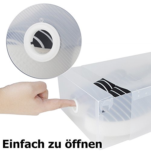 Schuhbox Set 6x Schuhboxen Stapelbar Transparent Schuhkasten Schuhkarton Schuhschachtel Aufbewahrungsboxen Schuhaufbewahrung Schuhaufbewahrungsboxen Schubladen Multizweck L30xB18xH10cm - 5