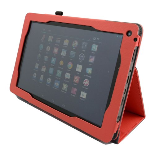 Coodio® Medion LifeTab E10320/E10318/E10316/E10315 Tablet 360 Grad Drehbar Lederhülle Tasche Cover Mit Ständer Gebaut in Handgriff – Farbe Rot - 2