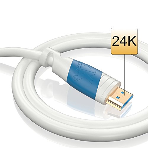 7,5m | HDMI-Kabel 2.0 a/b Weiß | 4K Ultra HD 2160p / Full HD 1080p | 3D / ARC / CEC | Ethernet | TV | PC/ Notebook | von JAMEGA - 4
