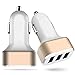 Produktbild wortek Universal Triple Dreifach KFZ USB Adapter für 3 Geräte gleichzeitig (z.B. Apple iPhone, iPad, Samsung Galaxy, Sony Xperia, HTC One) Weiß Gold