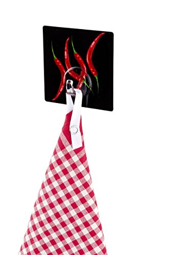 WENKO 4369500100 Static-Loc Wandhaken Uno Hot Peperoni – Befestigen ohne bohren, Kunststoff, Mehrfarbig - 6