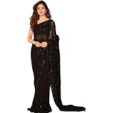 Shiv Textiles Polyester Geometric Saree for Women (Black)