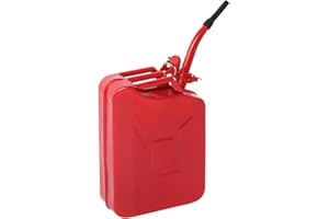 LYSTRO Petrol Can 20L, Jerry Can Fuel Can Fuel Oil Storage Can Metal Petrol Diesel Tank with Spout, Metal Water Container Cans Large Liquid Storage Canister For Diesel,Petrol,Oil& Water Container, Army Red