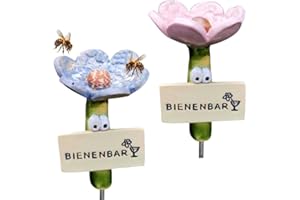 Dhqkqg Insect Drinkers,2 Stück Bienentränke für den Garten,Bienen-Tränkestationen,Bienentränke Keramik,Blumen Insektentränke Bienenbar Wassertränke mit Stecker,Bunter Bienen Insektentränke Garten