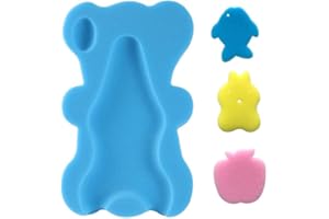 GANGAN Comfy Infant Bath Sponge for Age 1 to 3 Years - Skid Proof Newborn Bath Cushion (Blue)