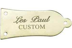 KAISH Cubierta de barra de armadura de guitarra dorada de metal de 3 agujeros con letras blancas Cubierta de barra de braguero de hierro personalizado para Epiphone les Paul LP/SG/ES