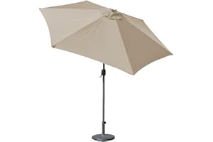 GardenKraft 14630 2.7m Outdoor Garden Parasol/Tilt & Crank Mechanism / 6 Steel Ribs/UV 30 Protection/Durable Polyester Material/Beige Colour