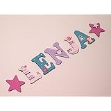 Holzbuchstaben für die Kinderzimmertür. Tolle Kinderzimmerdekoration. Handbemaltes Unikat. Als Wunschname individualisierbar / Inklusive 2 Sternmotiven in passenden Farben