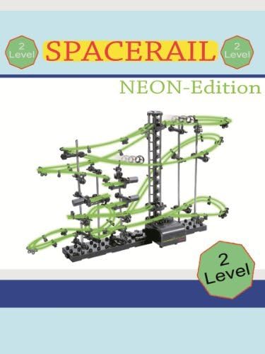 MarbleRunWorld MB447G Level 2 NEON Spacerail Marble Run for Teenagers and Adults *Glows in the Dark*