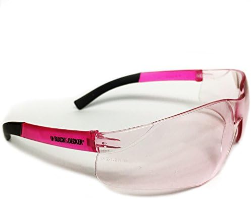 Black &amp; Decker Slim High Quality Safety Eyewear Black &amp; Pink Frame With Pink Lens Anti - Scratch Protective Glasses Full Pink Lady Goggles Dental Eye Protection Spectacles