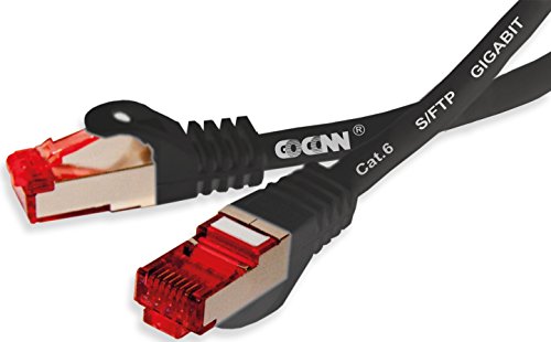 GoConn Patchkabel Cat6, 40m, schwarz mit Rastnasenschutz, S/FTP, PiMF, 250MHz, doppelt geschirmt