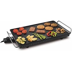 Mondial Table4Cook Party Plancha électrique 36 x 60 cm, 4 mm, avec 2 m de câble et thermostat professionnel, noir