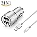 Produktbild 2in1 SEGMOI Micro USB Ladekabel 3ft / 1M Nylon geflochtene Schnur + Aluminium Dual Ports Fast 2x3.1A Ausgang Auto Ladegerät für Samsung Galaxy S7 Edge / S6 / S4, Note 5/4, HTC, LG, Nexus, Sony Tablet (Gold) (Silber)