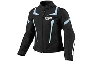 Jet Blouson Veste Moto Femme Imperméable avec Armure Textile (Bleu, L (EU 40-42))