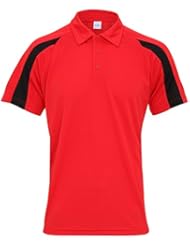 AWDis Just Cool - Polo transpirable de manga corta con franjasen contraste Hombre caballero - Verano/Deporte