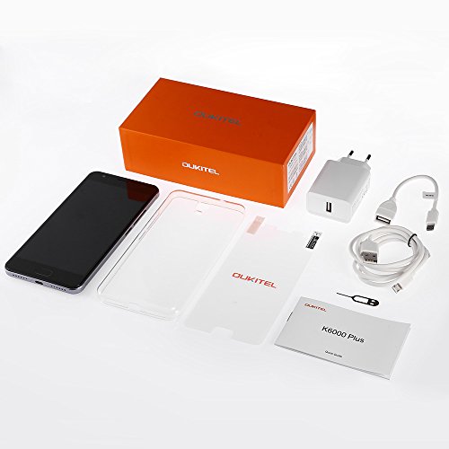 OUKITEL K6000 PLUS 2017 Android 7.0 4G-LTE Dual Sim Smartphone ohne Vertrag (5,5 Zoll FHD Bildschirm, 64GB ROM+ 4GB RAM, MTK6750T Octa Core 1.5GHz, 16MP+8MP Dualkamera, 6080mAh Quick Charge)