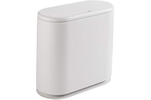 NILICAN Poubelle ovale en plastique avec couvercle pour salle de bain, cuisine, chambre à coucher, bureau, 10litres (blanc)