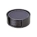 Produktbild F.lashes 6er Set Eckig Rund Getränkeuntersetzer mit Aufbewahrungsbox Glasuntersetzer aus Leder Tassenuntersetzer 10 * 10 cm Schwarz Kaffee